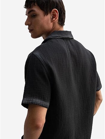 Chemise à manches courtes texturée en coton giesto