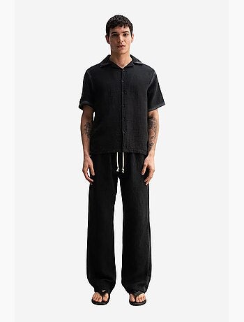 Chemise à manches courtes texturée en coton giesto