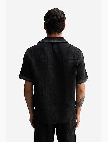 Chemise à manches courtes texturée en coton giesto