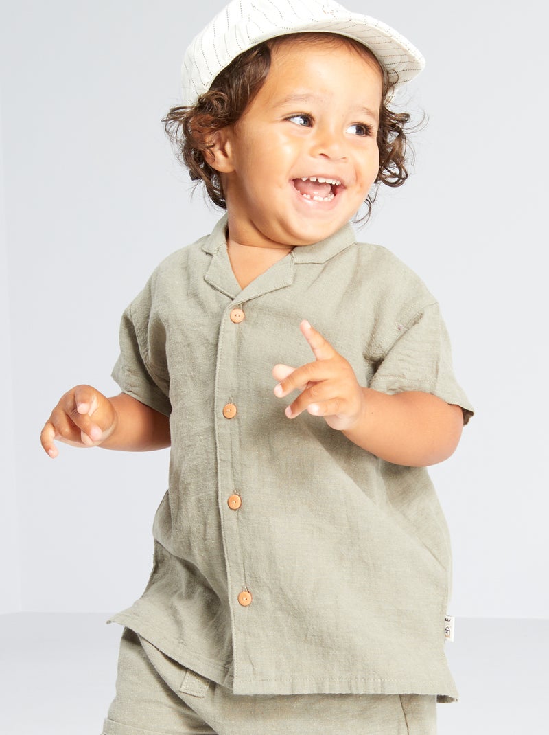 Chemise Old Navy Vintage - Vert Marine à Pois Blancs - Manches Courtes Taille M - Très Bon état
