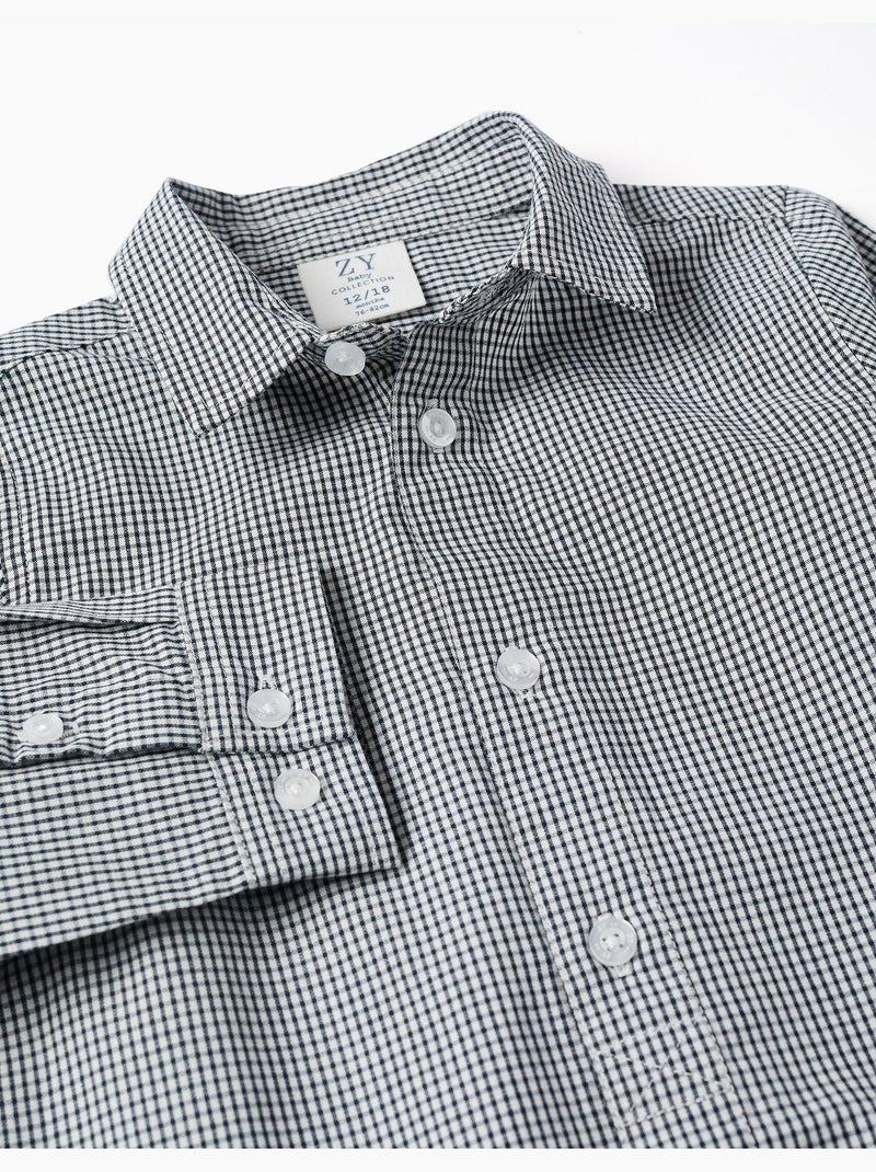 Chemise à manches longues à motif vichy Bleu foncé - Kiabi