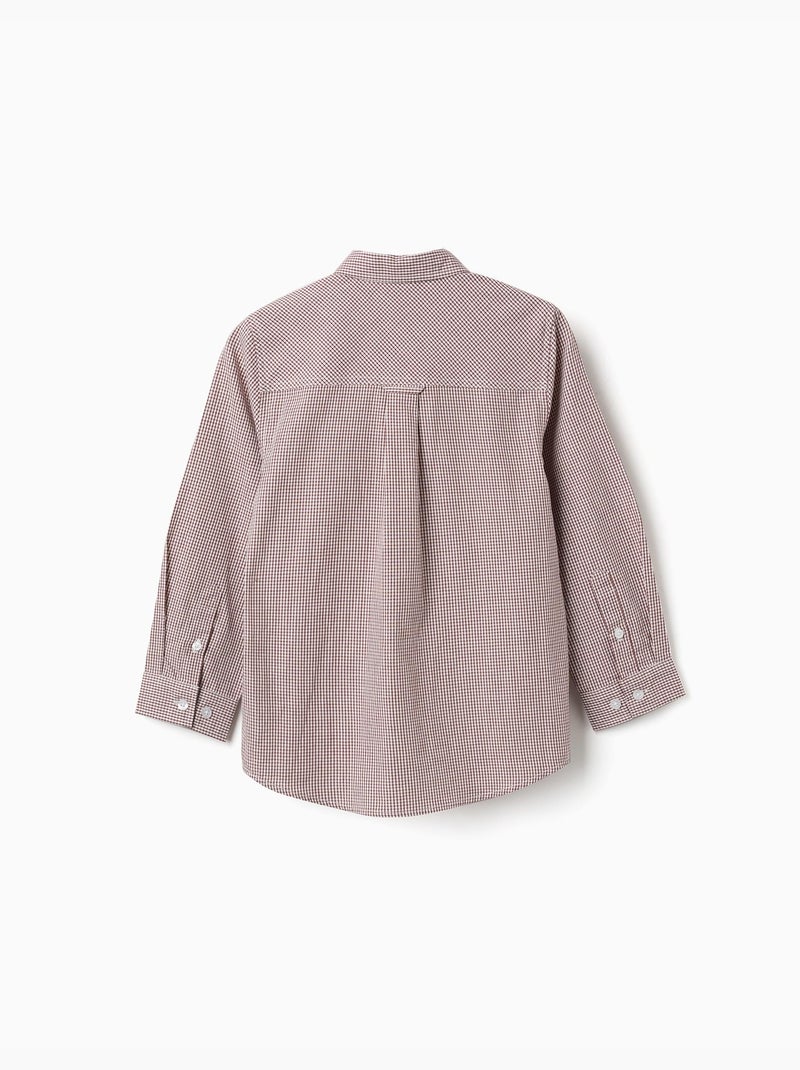 Chemise à manches longues à motif vichy Marron - Kiabi