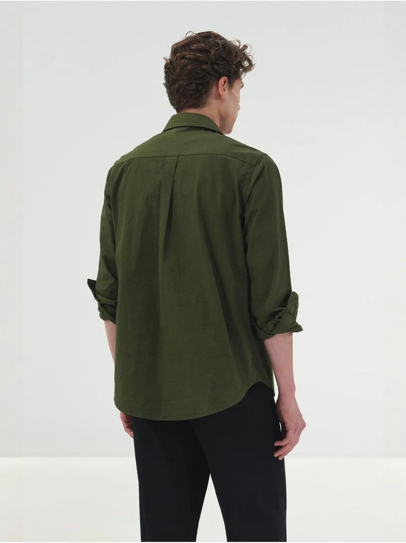 Chemise à manches longues avec imprimé brodé giesto Kaki - Kiabi