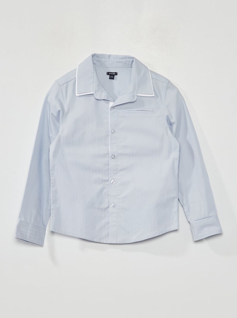 Chemise à manches longues Bleu - Kiabi