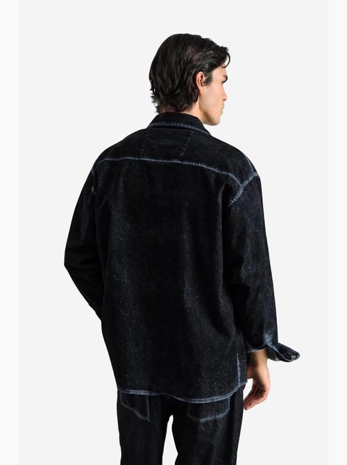 Chemise à manches longues boutonnée en gabardine avec col veste giesto - Kiabi
