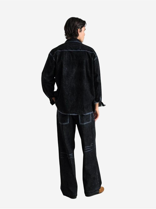 Chemise à manches longues boutonnée en gabardine avec col veste giesto - Kiabi