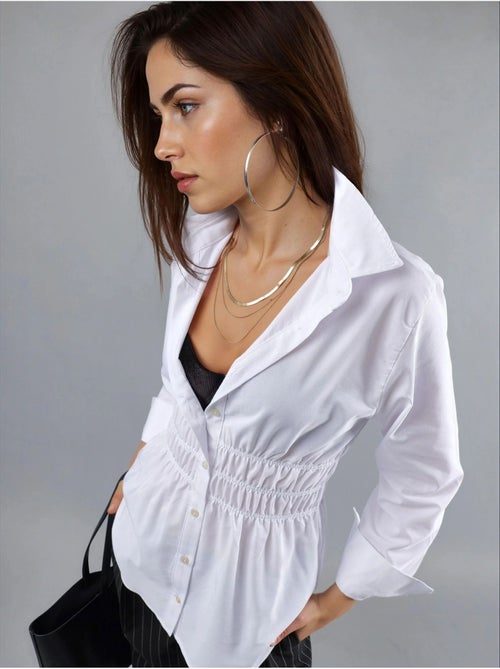 Chemise à manches longues boutonnée en popeline busem - Kiabi