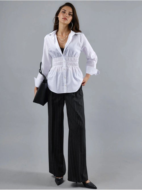 Chemise à manches longues boutonnée en popeline busem - Kiabi