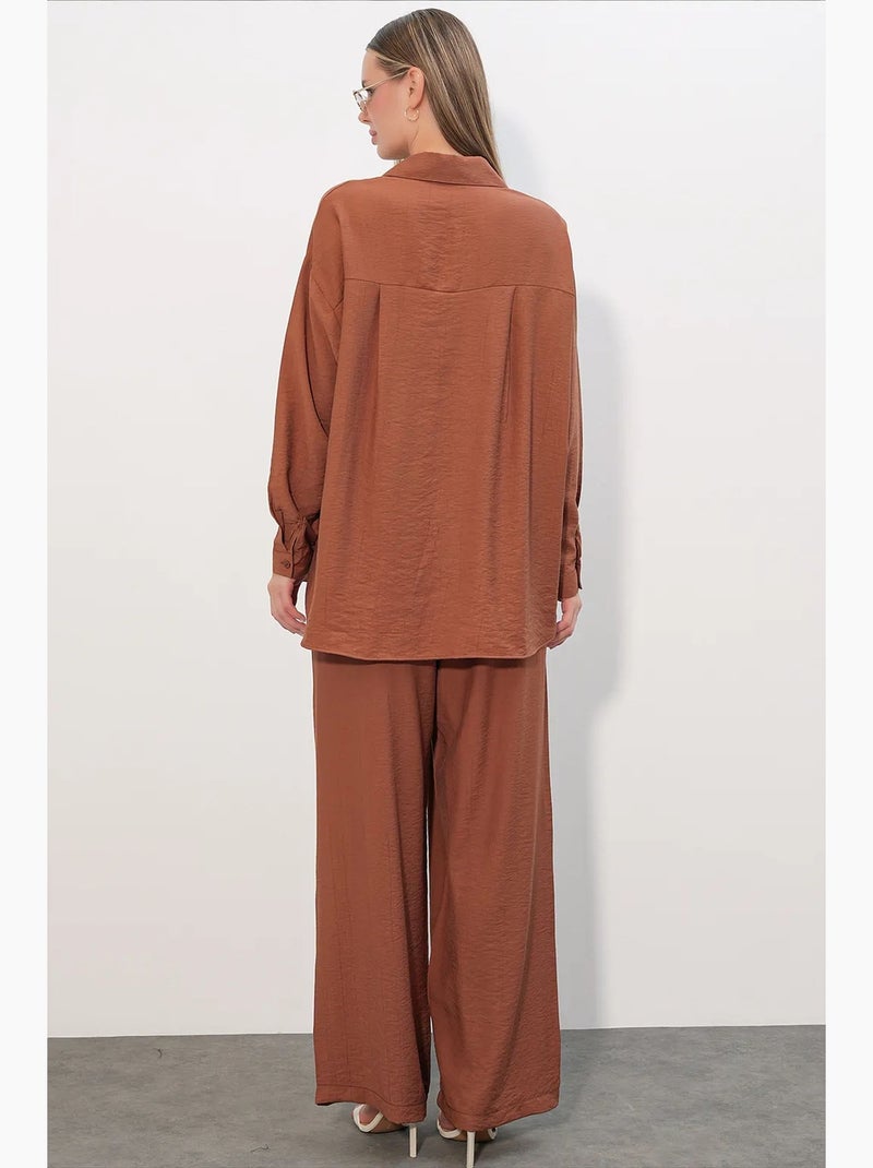 Chemise à manches longues boutonnée texturée bdart Terracotta - Kiabi