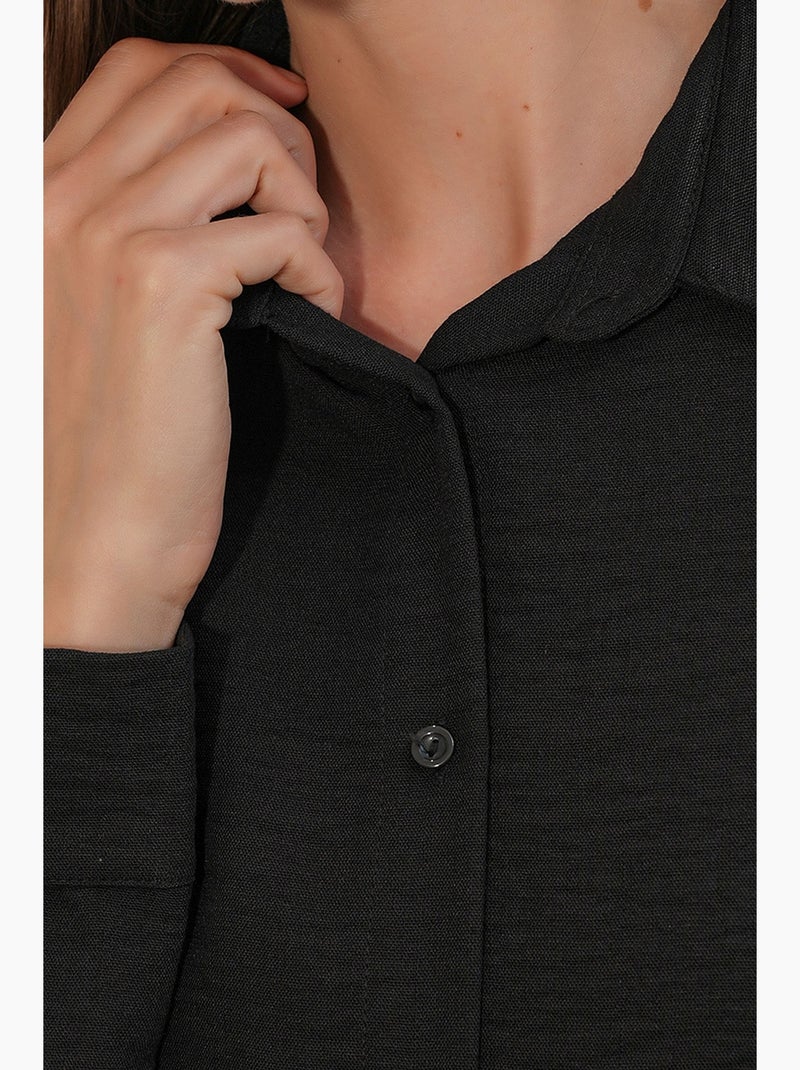Chemise à manches longues brodée avec fermeture à boutons bdart Noir - Kiabi