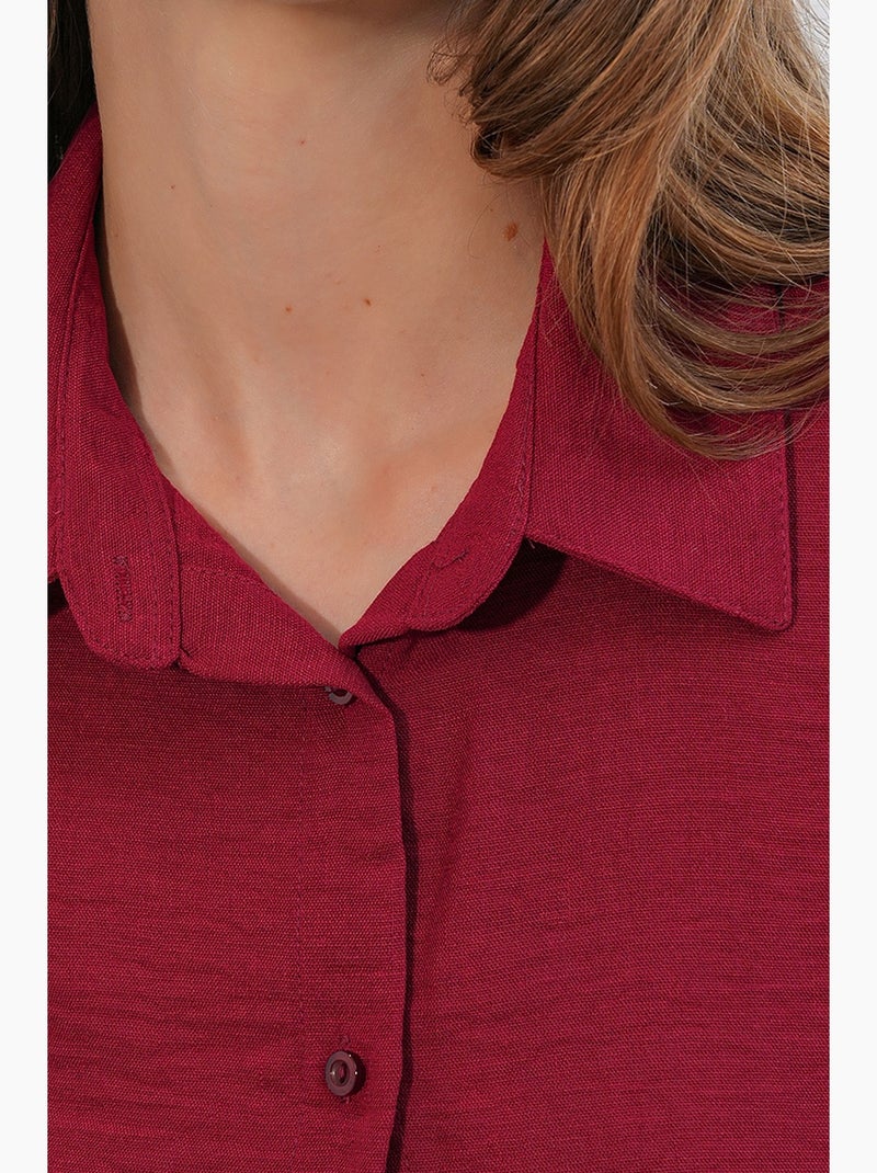 Chemise à manches longues brodée avec fermeture à boutons bdart Rouge bordeaux - Kiabi