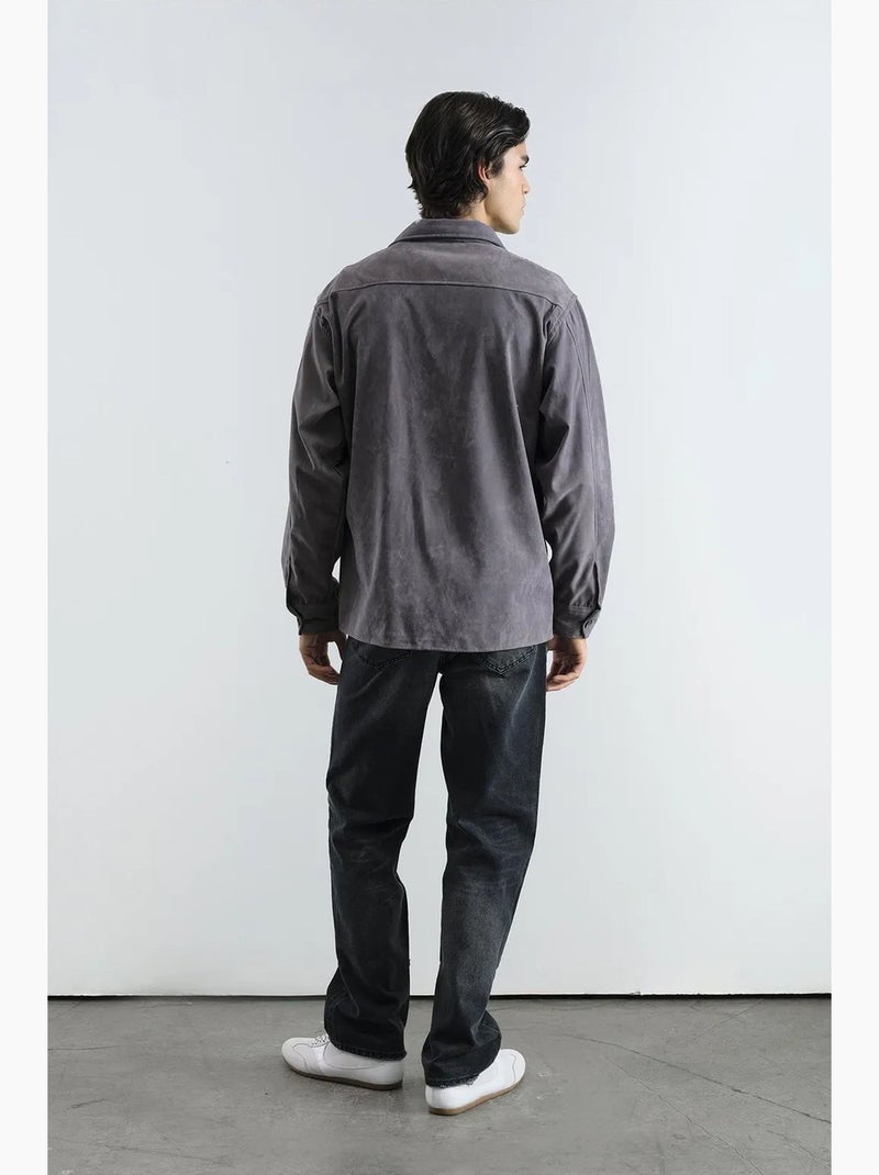 Chemise à manches longues brodée, coupe classique giesto Gris - Kiabi
