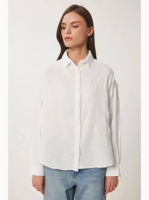 Chemise à manches longues brodée texturée avec fermeture boutonnée istanbul - Kiabi Chemise à manches longues brodée texturée avec fermeture boutonnée istanbul - Kiabi