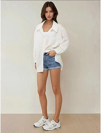 Chemise à manches longues coupe décontractée avec col chemise hiccup
