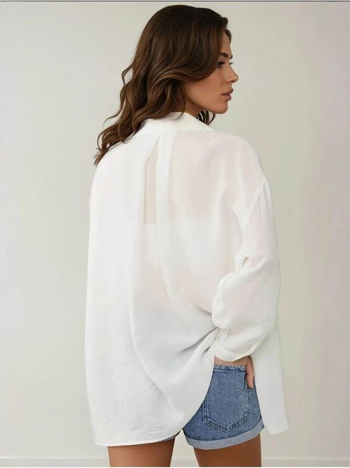 Chemise à manches longues coupe décontractée avec col chemise hiccup - Kiabi