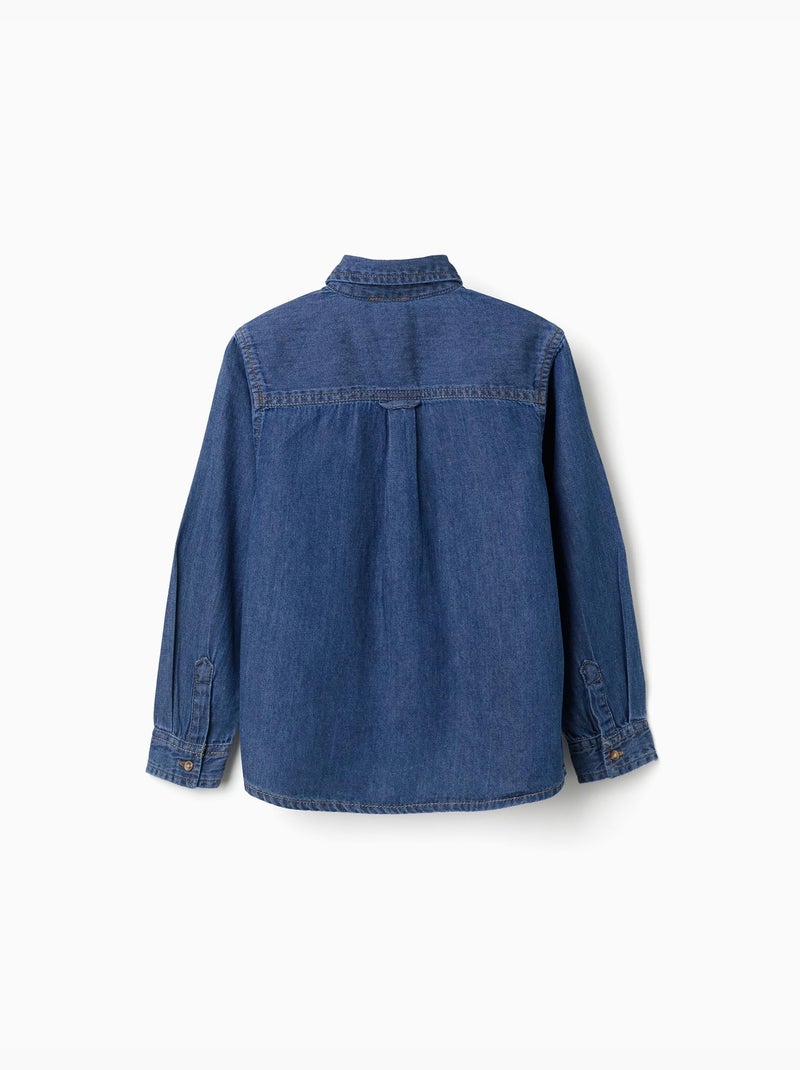Chemise à manches longues en jean avec poche poitrine Bleu Bleu - Kiabi