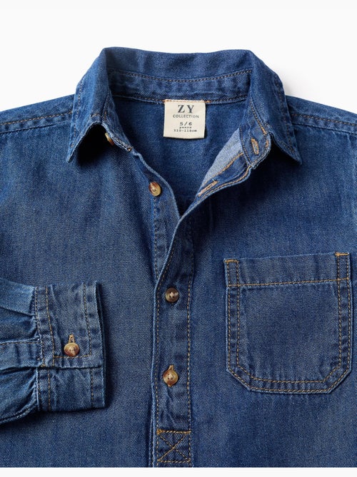 Chemise à manches longues en jean avec poche poitrine - Kiabi Chemise à manches longues en jean avec poche poitrine - Kiabi