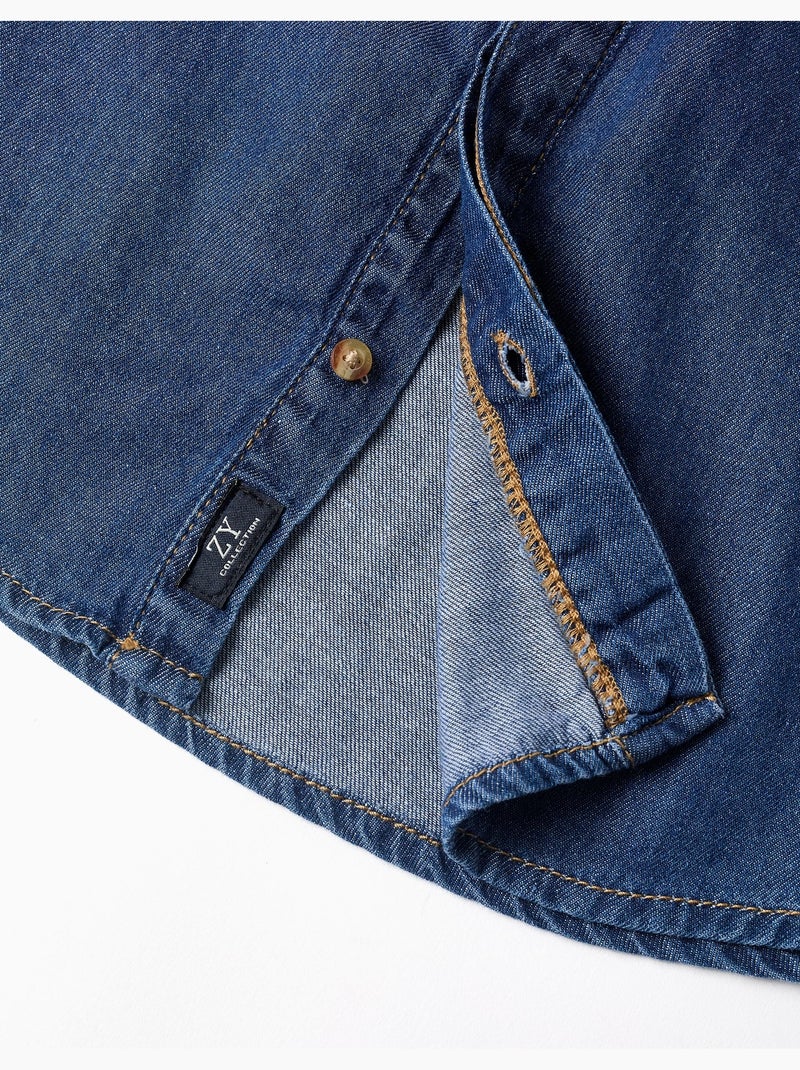 Chemise à manches longues en jean avec poche poitrine Bleu Bleu - Kiabi