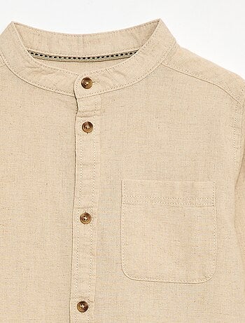 Chemise à manches longues en lin et coton