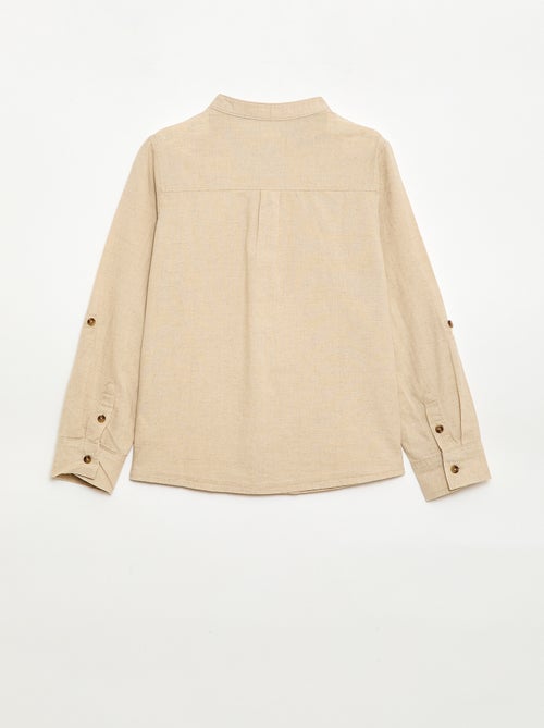 Chemise à manches longues en lin et coton - Kiabi