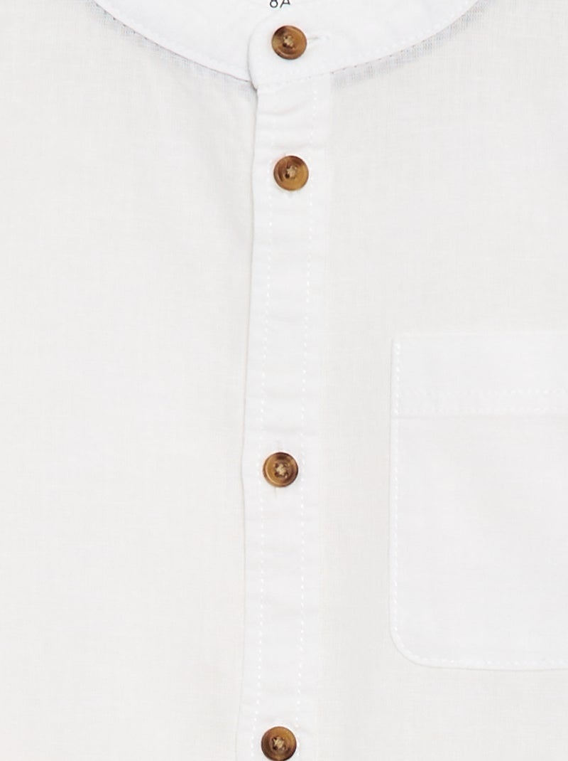 Chemise à manches longues en lin et coton Blanc - Kiabi