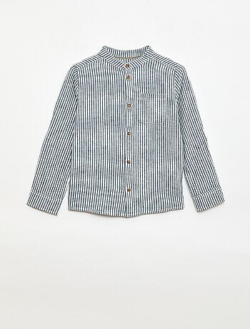 Chemise à manches longues en lin et coton