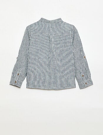 Chemise à manches longues en lin et coton