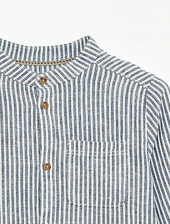 Chemise à manches longues en lin et coton