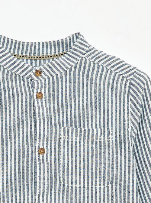 Chemise à manches longues en lin et coton - Kiabi