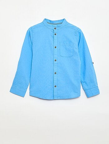 Chemise à manches longues en lin et coton