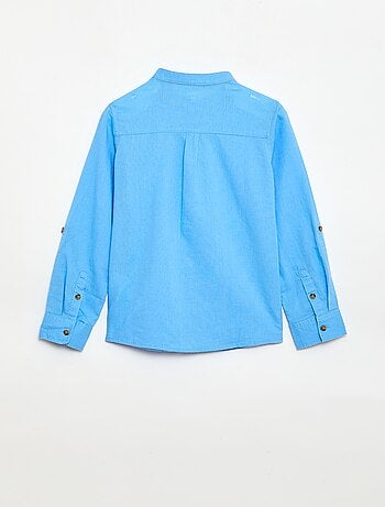 Chemise à manches longues en lin et coton