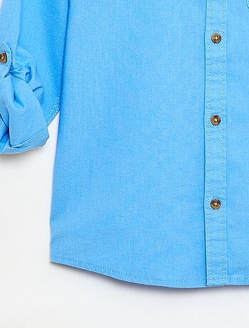 Chemise à manches longues en lin et coton