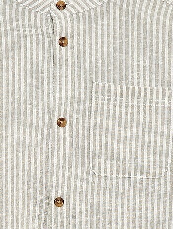 Chemise à manches longues en lin et coton