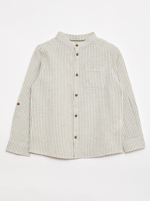 Chemise à manches longues en lin et coton - Kiabi