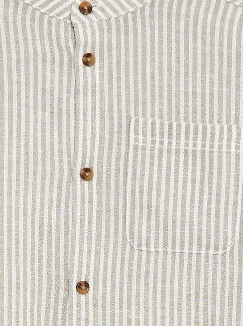 Chemise à manches longues en lin et coton - Kiabi