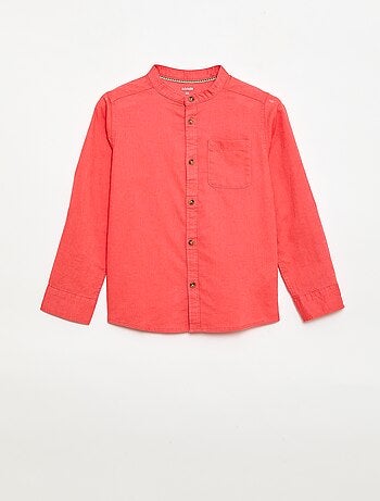 Chemise à manches longues en lin et coton