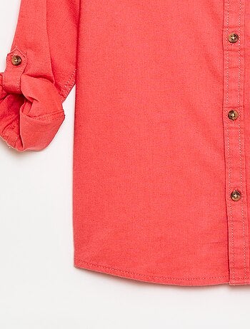 Chemise à manches longues en lin et coton