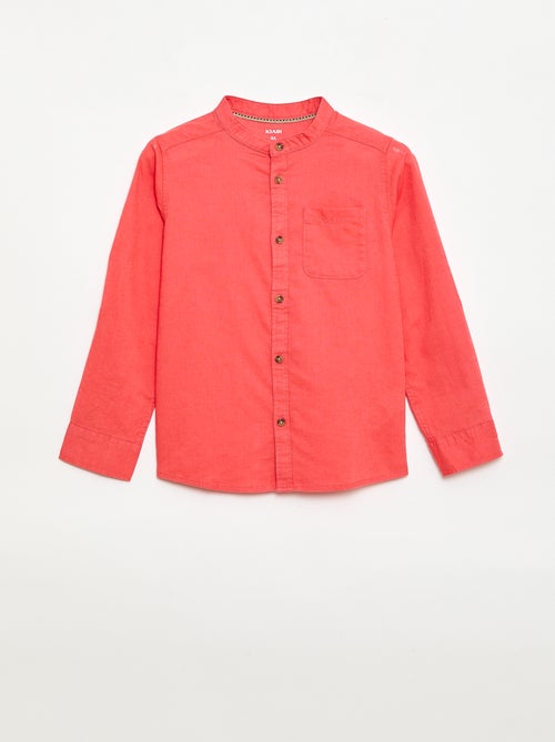 Chemise à manches longues en lin et coton - Kiabi