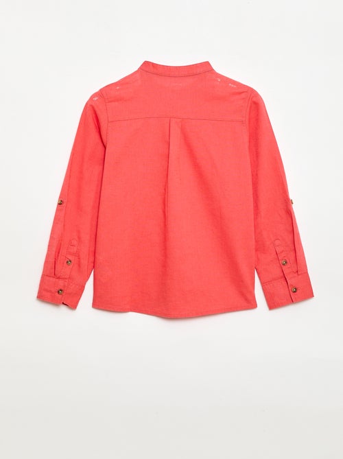 Chemise à manches longues en lin et coton - Kiabi