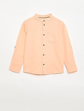 Chemise à manches longues en lin et coton