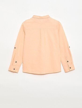 Chemise à manches longues en lin et coton