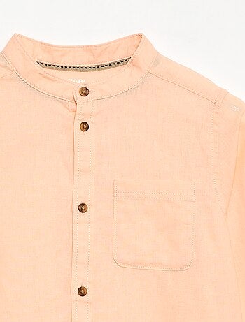 Chemise à manches longues en lin et coton