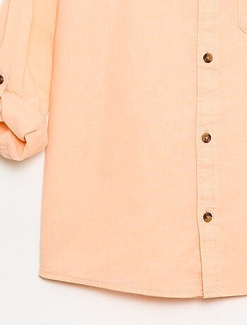 Chemise à manches longues en lin et coton