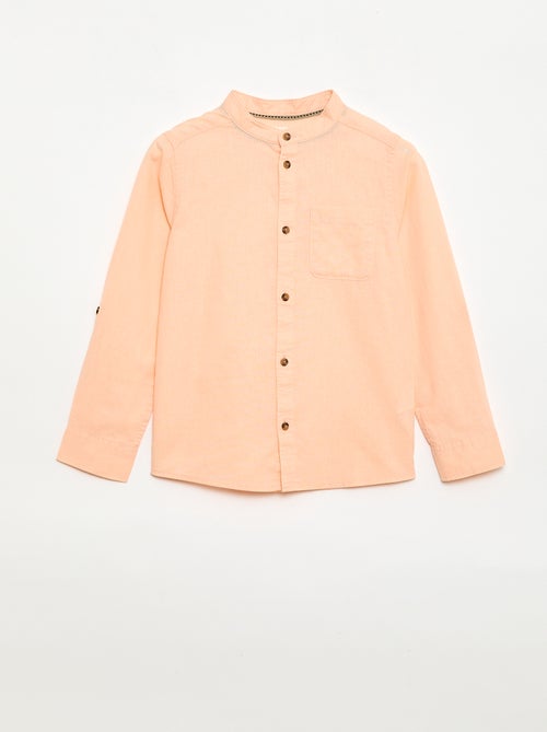 Chemise à manches longues en lin et coton - Kiabi