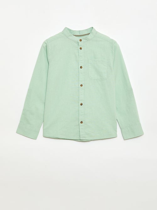 Chemise à manches longues en lin et coton - Kiabi