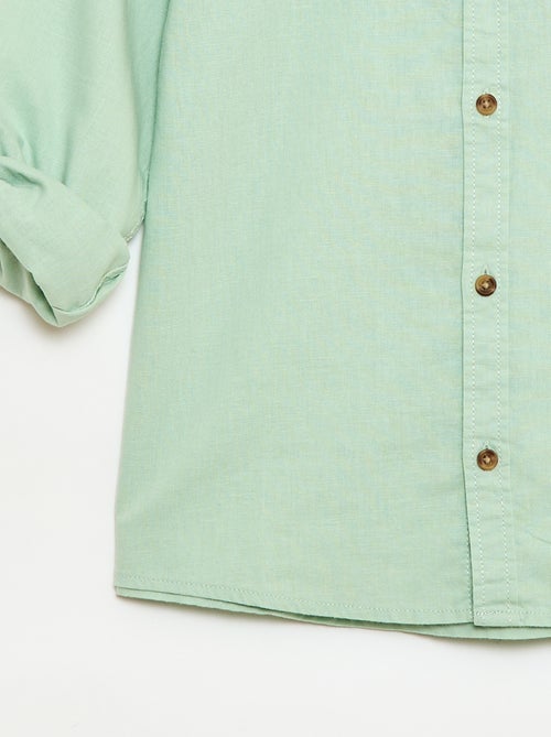 Chemise à manches longues en lin et coton - Kiabi