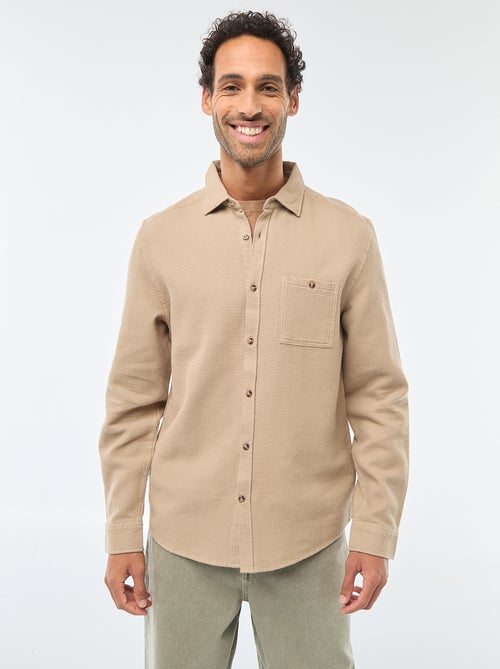 Chemise à manches longues en matière gaufrée - Kiabi