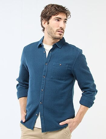 Chemise à manches longues en matière gaufrée