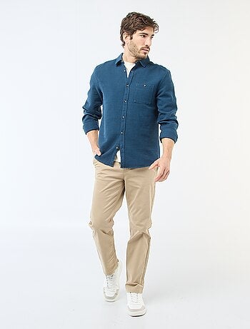 Chemise à manches longues en matière gaufrée