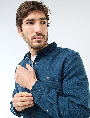 Chemise à manches longues en matière gaufrée